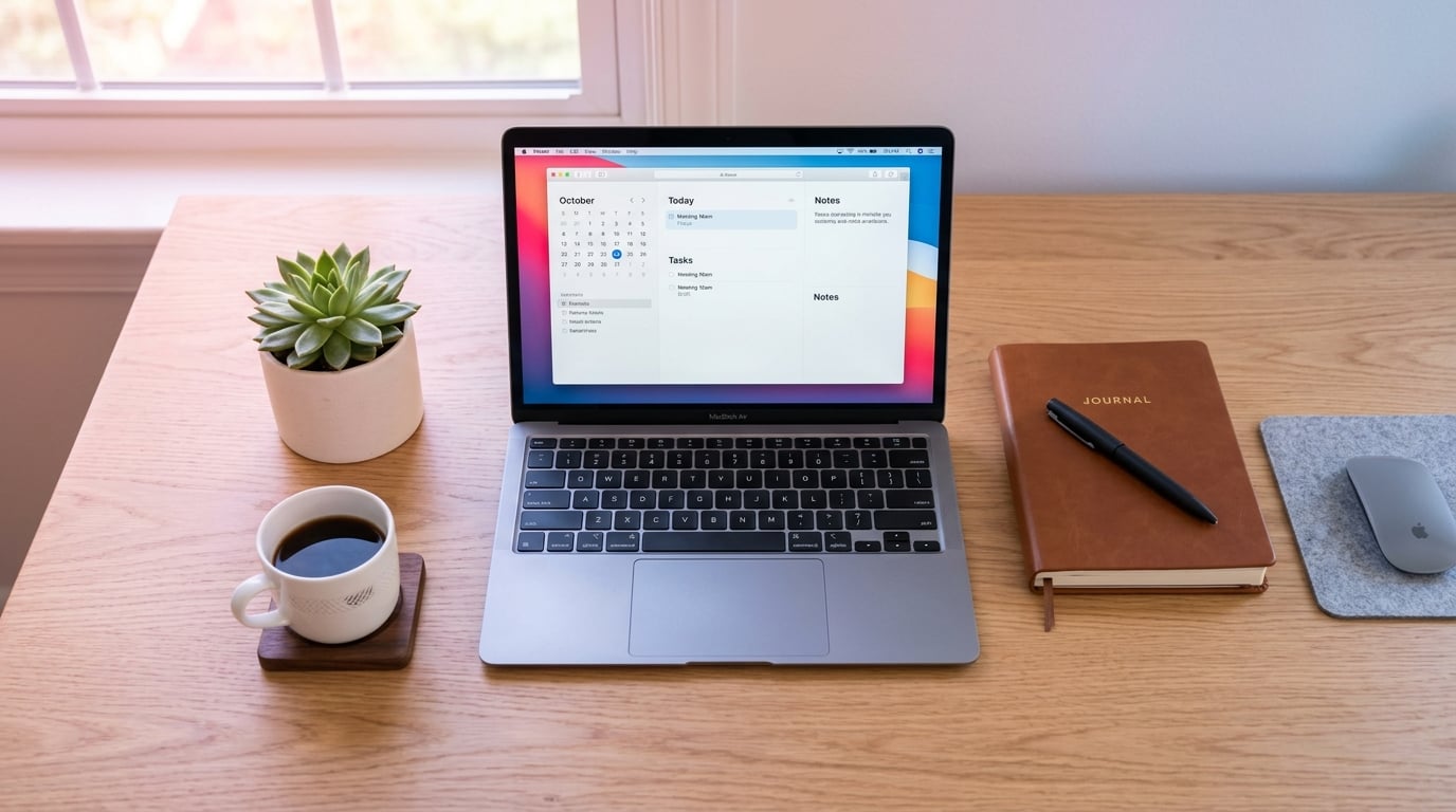 Escritorio productivo de emprendedor trabajando solo